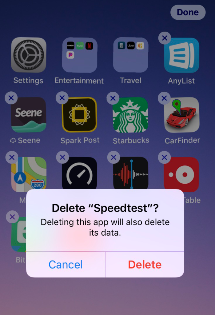 Screenshot delete app iphone